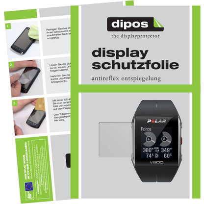 Matte Displayschutzfolie von dipos passend für Trainingscomputer V800 Polar, präziser Zuschnitt und blasenfrei montiert