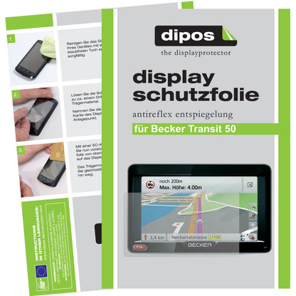 Matte Displayschutzfolie von dipos passend für Transit 50 Becker, präziser Zuschnitt und blasenfrei montiert