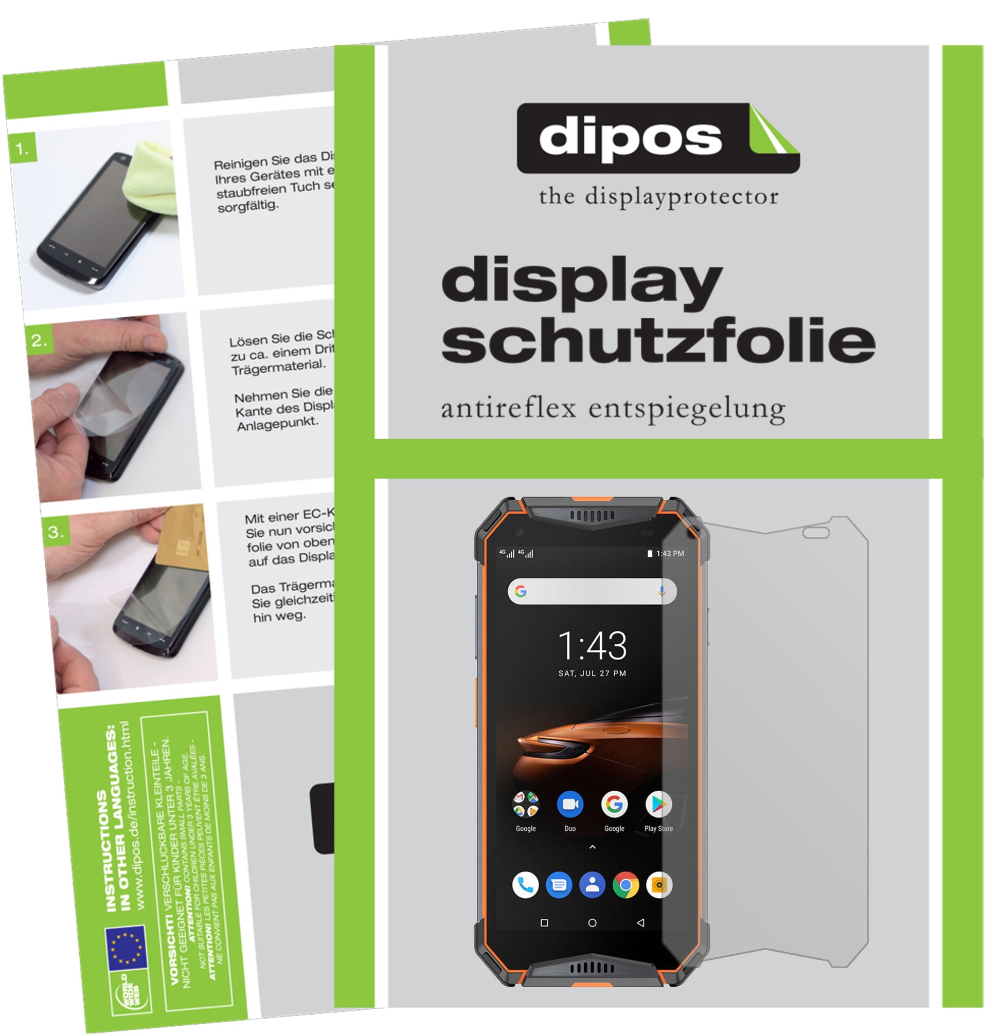 Matte Displayschutzfolie von dipos passend für Ulefone Armor 3W, präziser Zuschnitt und blasenfrei montiert