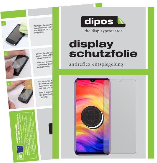 Matte Displayschutzfolie von dipos passend für Ulefone Note 7, präziser Zuschnitt und blasenfrei montiert