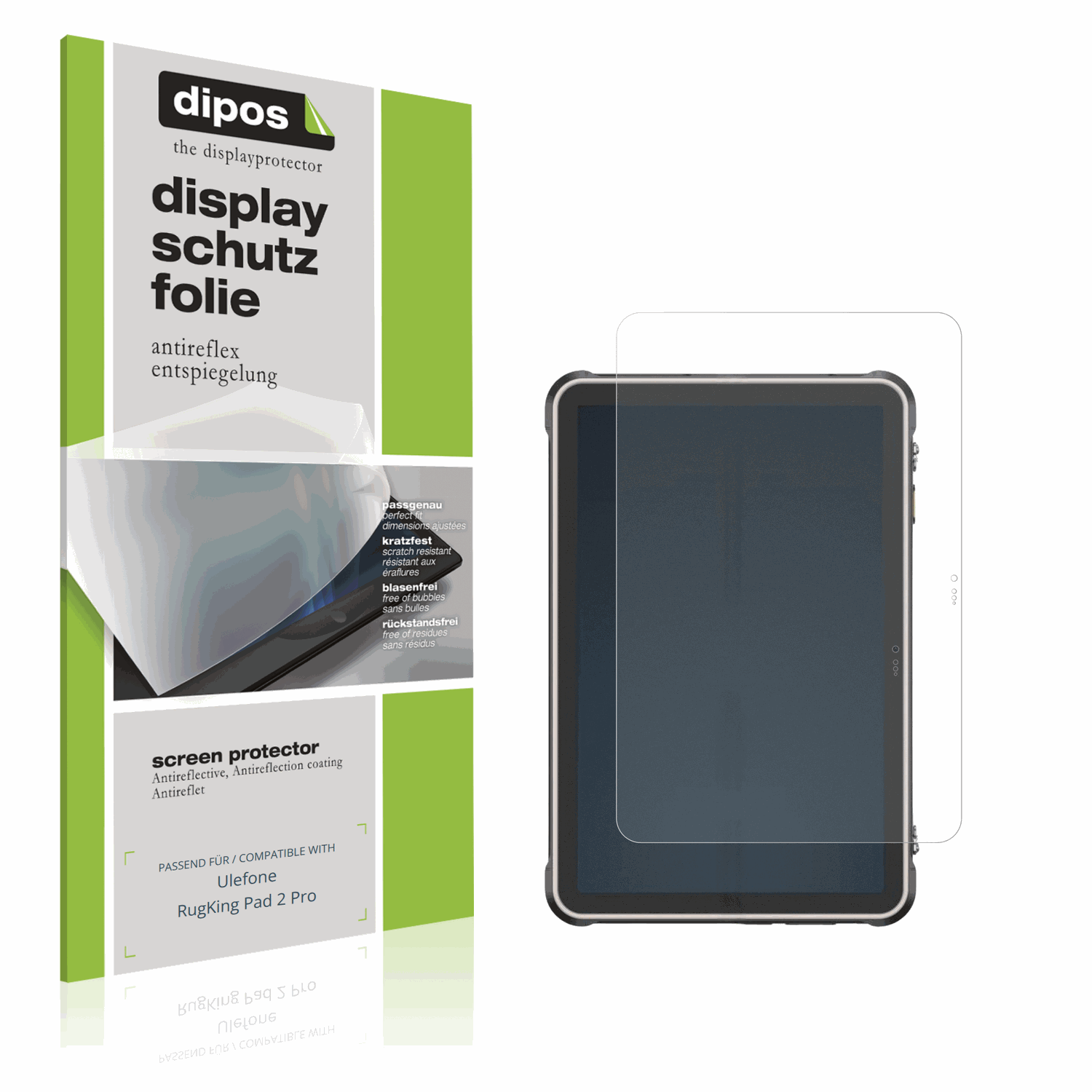 Matte Displayschutzfolie von dipos passend f�r Ulefone RugKing Pad 2 Pro, pr�ziser Zuschnitt und blasenfrei montiert