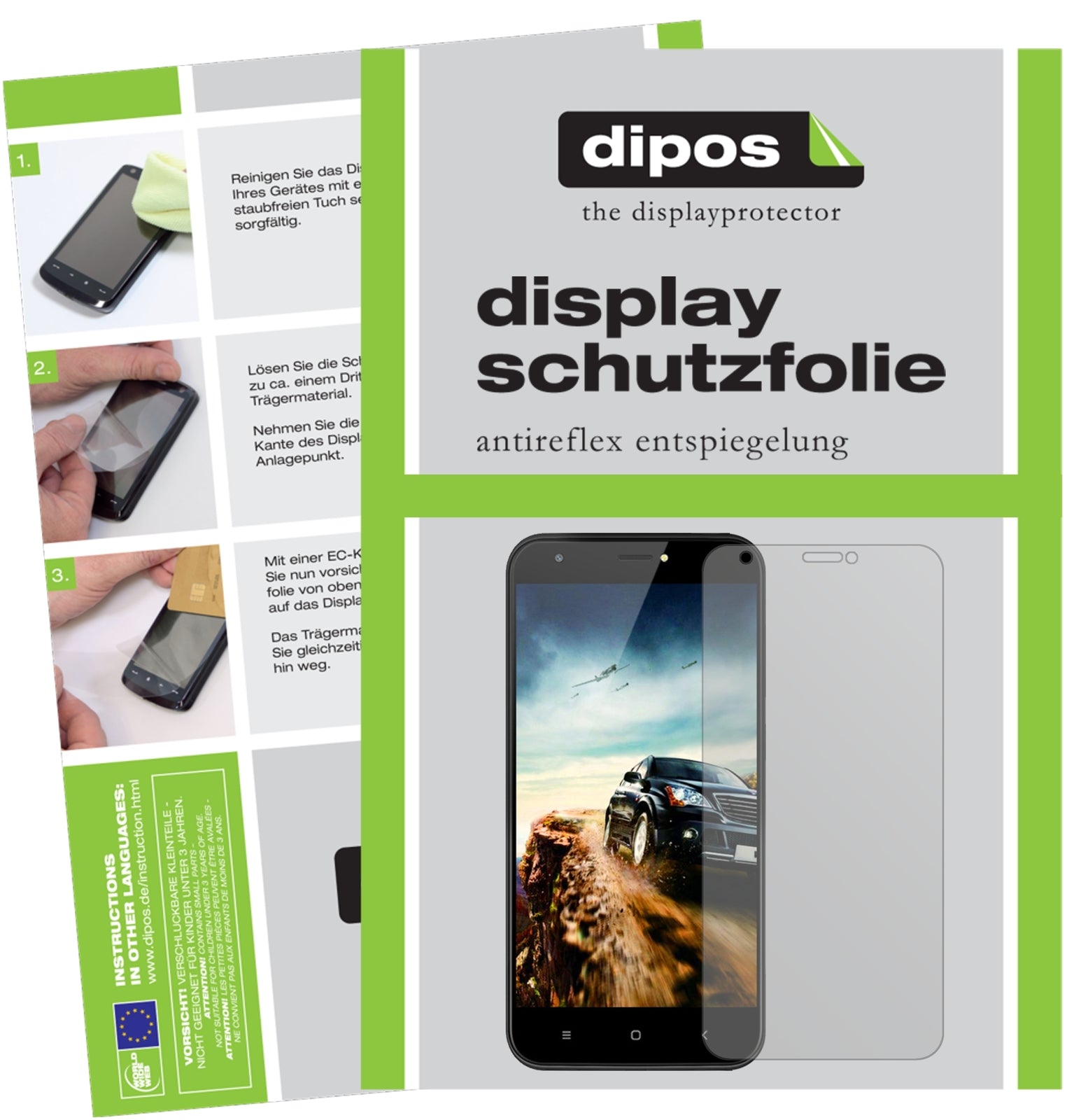 Matte Displayschutzfolie von dipos passend für Ulefone S7 Pro, präziser Zuschnitt und blasenfrei montiert