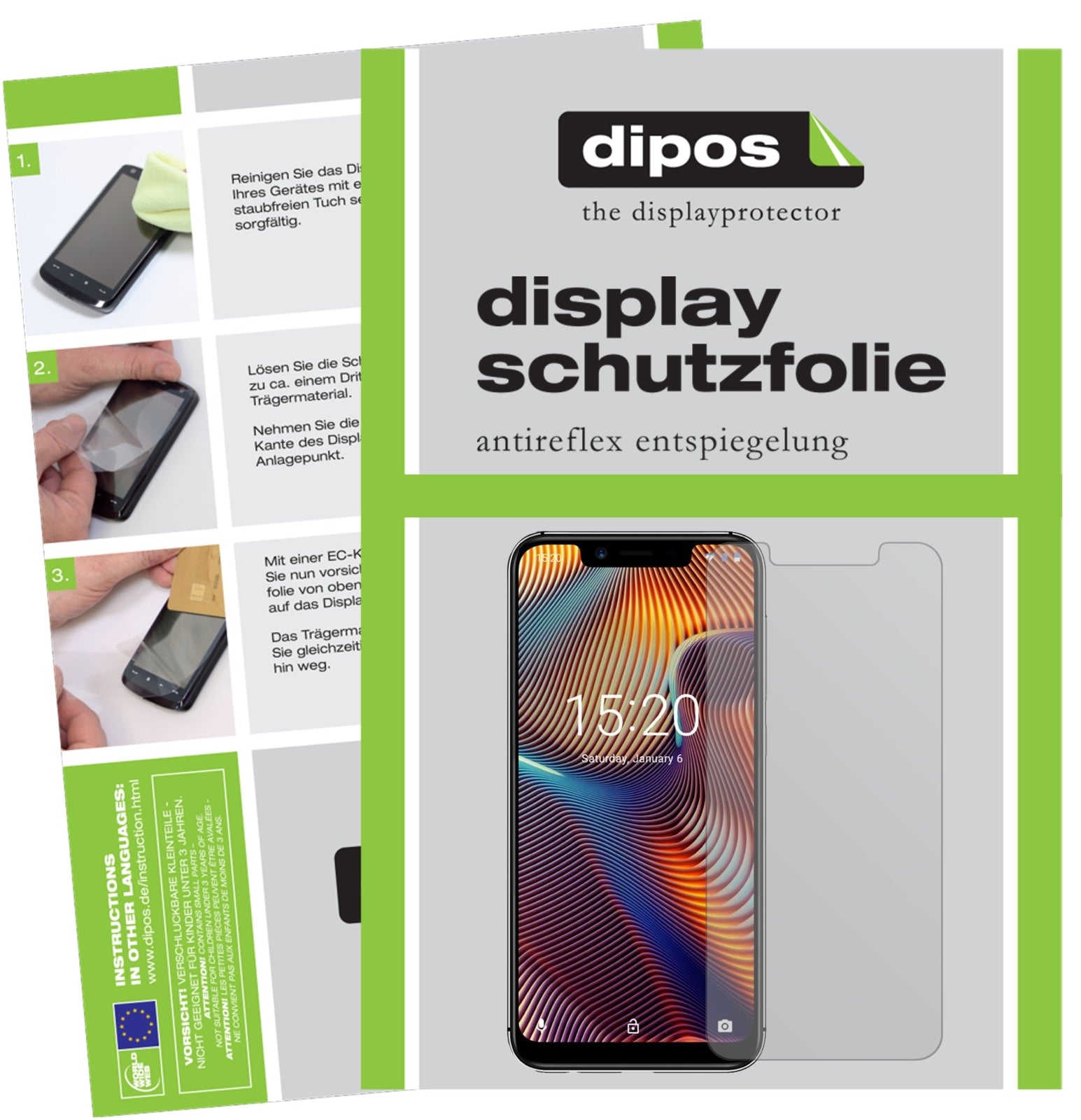 Matte Displayschutzfolie von dipos passend für Umidigi A3 Pro (2018), präziser Zuschnitt und blasenfrei montiert