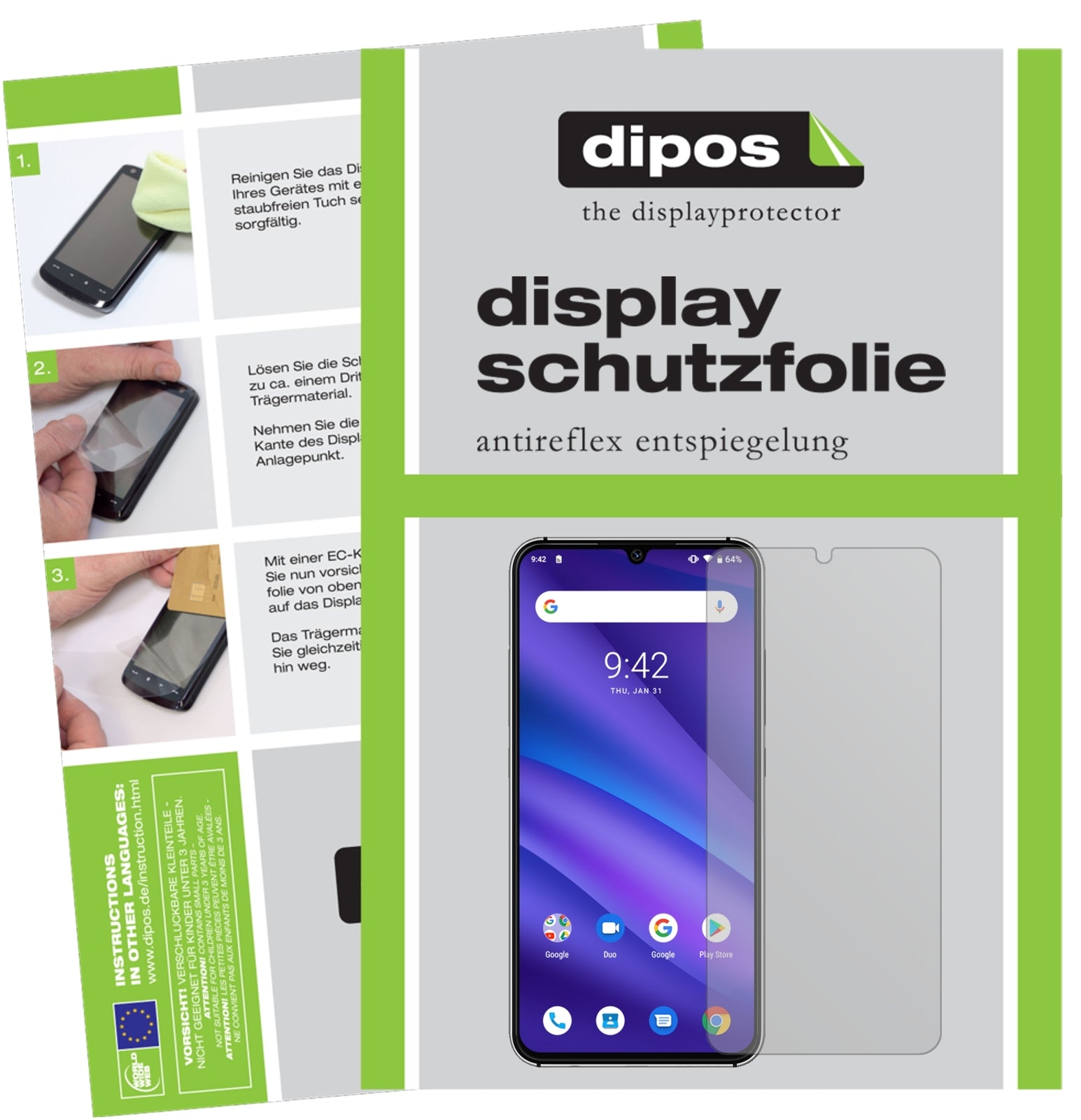 Matte Displayschutzfolie von dipos passend für Umidigi A5 Pro, präziser Zuschnitt und blasenfrei montiert