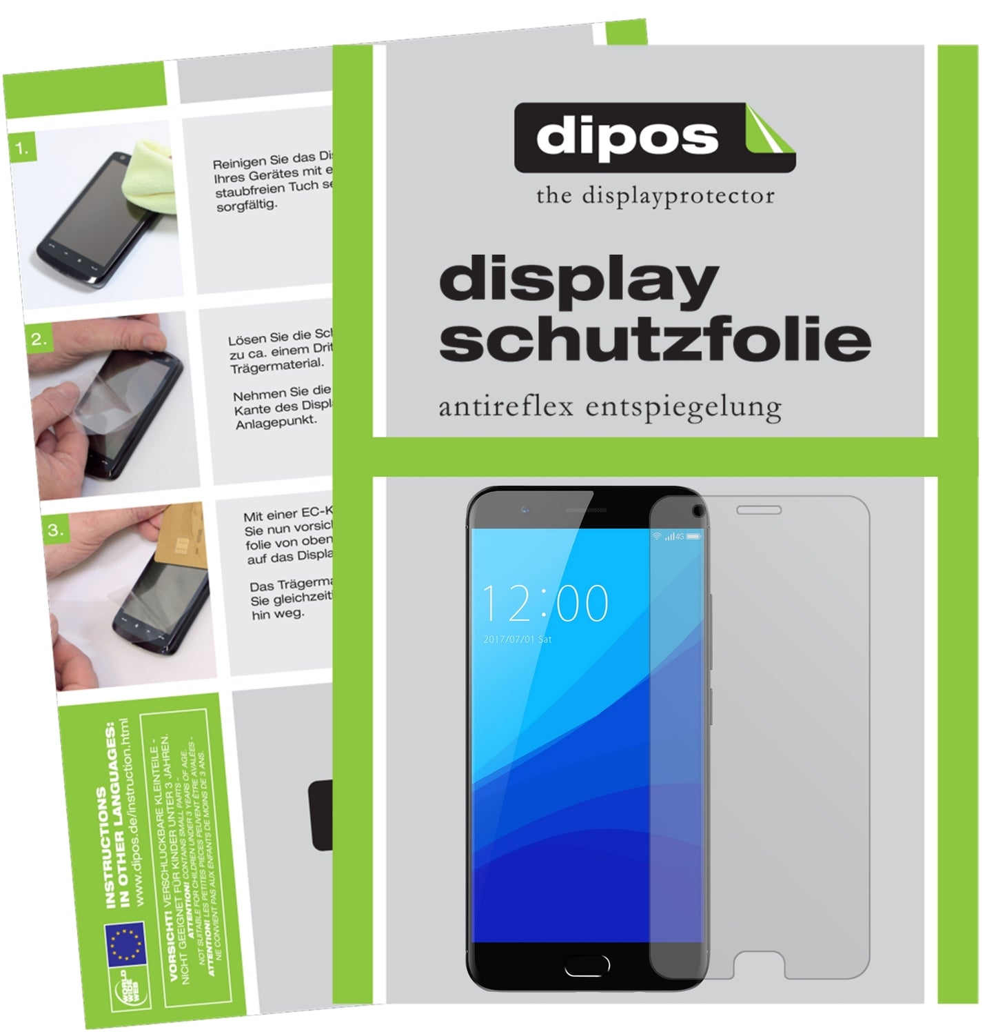 Matte Displayschutzfolie von dipos passend für Umidigi C2, präziser Zuschnitt und blasenfrei montiert