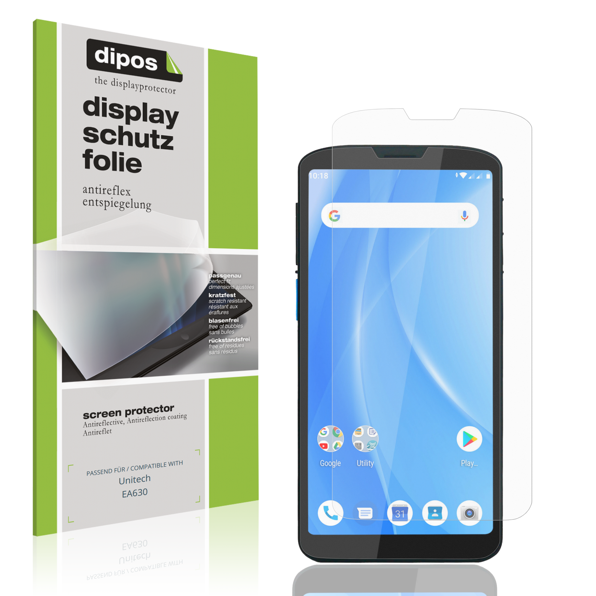 Matte Displayschutzfolie von dipos passend für Unitech EA630, präziser Zuschnitt und blasenfrei montiert