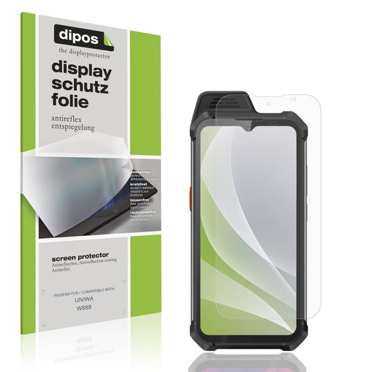 Matte Displayschutzfolie von dipos passend für UNIWA W888, präziser Zuschnitt und blasenfrei montiert