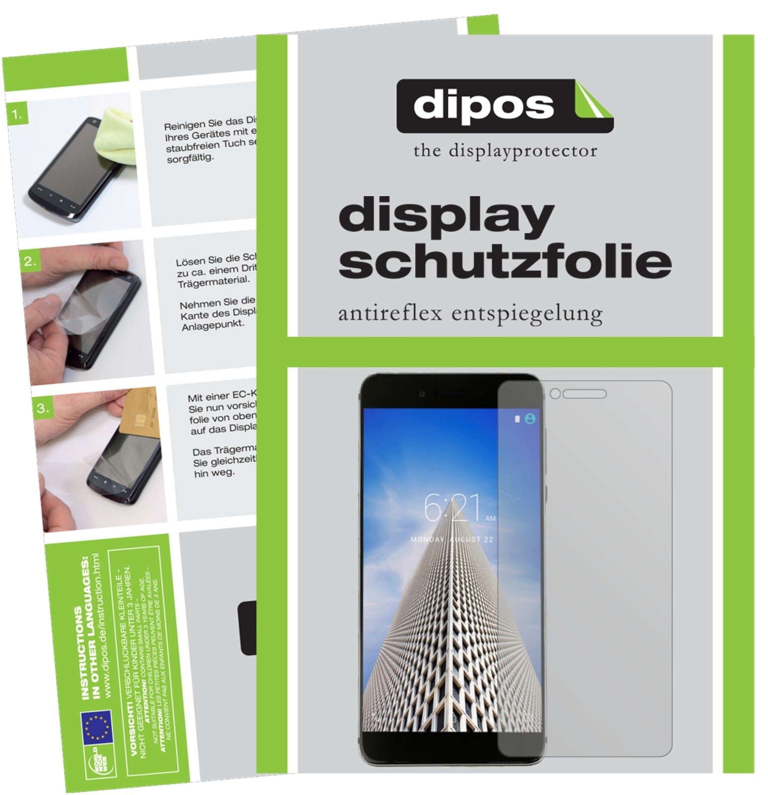 Matte Displayschutzfolie von dipos passend für Vernee Mars Pro, präziser Zuschnitt und blasenfrei montiert
