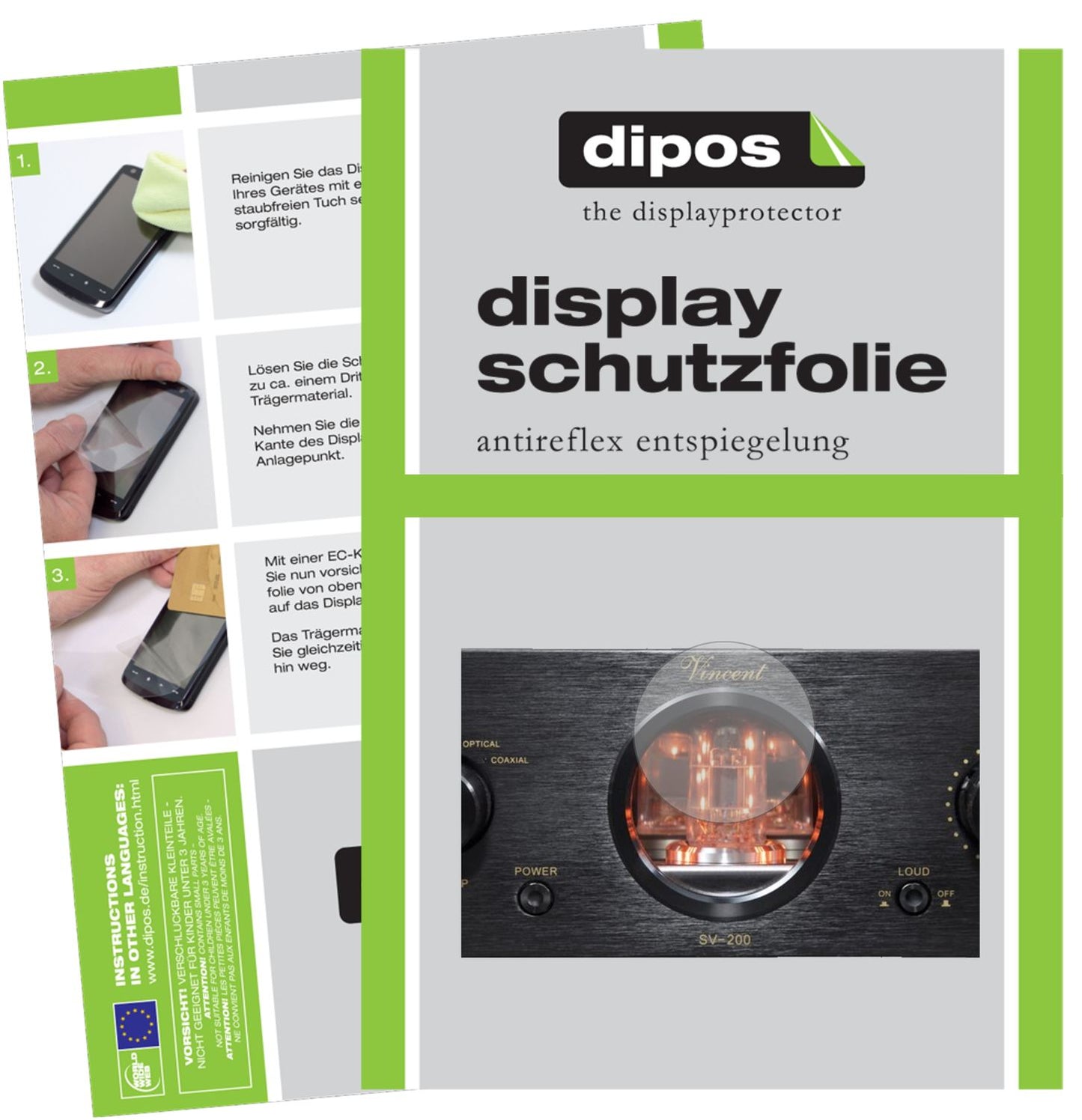 Matte Displayschutzfolie von dipos passend für Vincent SV-200, präziser Zuschnitt und blasenfrei montiert