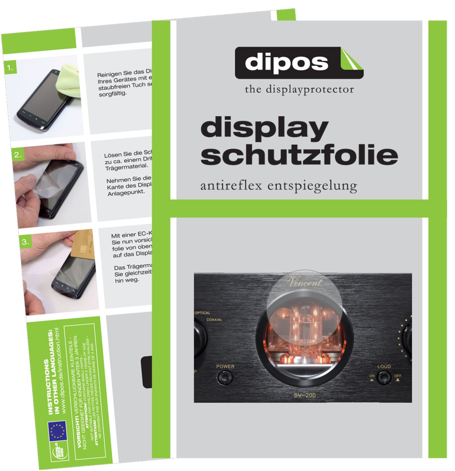 Matte Displayschutzfolie von dipos passend für Vincent SV-200, präziser Zuschnitt und blasenfrei montiert
