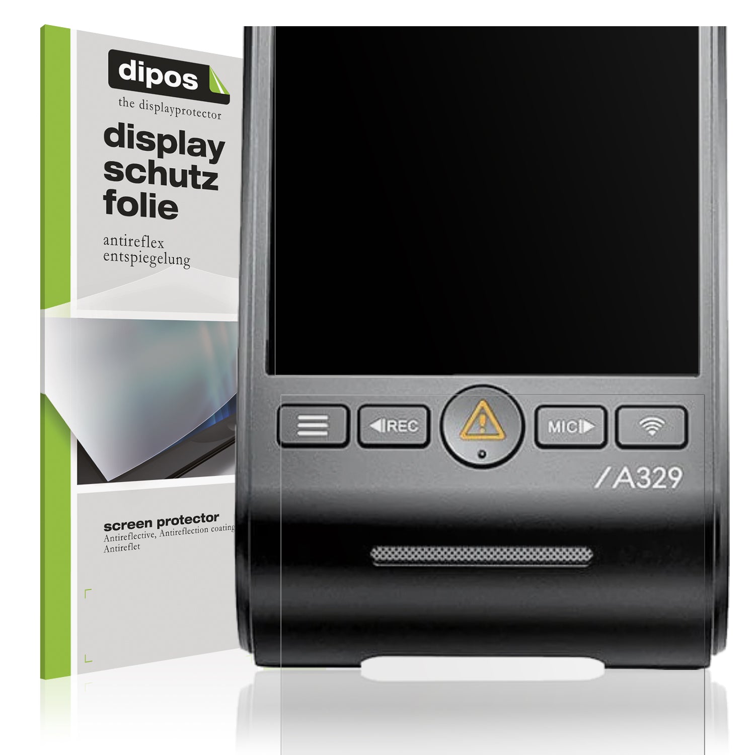 Matte Displayschutzfolie von dipos passend für VIOFO A329 2CH Dashcam, präziser Zuschnitt und blasenfrei montiert