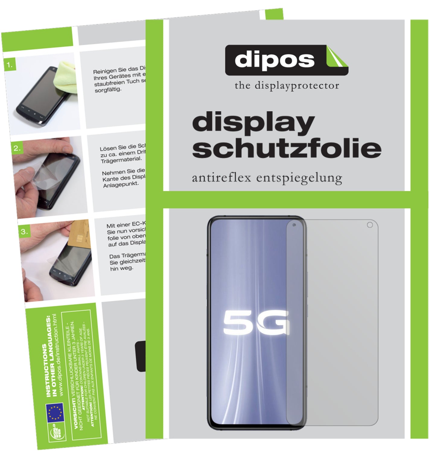 Matte Displayschutzfolie von dipos passend für Vivo iQOO 3, präziser Zuschnitt und blasenfrei montiert