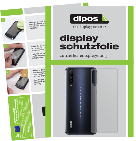 Matte Displayschutzfolie von dipos passend für Vivo IQOO Pro 5G Rückseite, präziser Zuschnitt und blasenfrei montiert