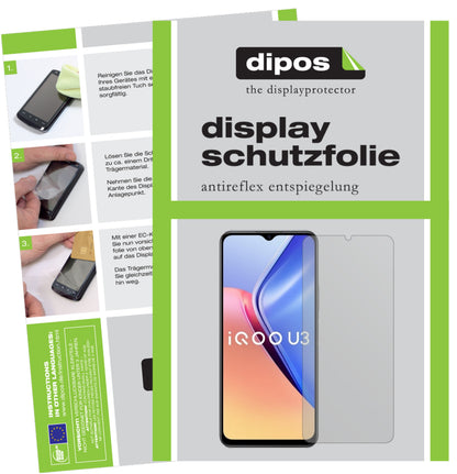 Matte Displayschutzfolie von dipos passend für Vivo iQOO U3, präziser Zuschnitt und blasenfrei montiert