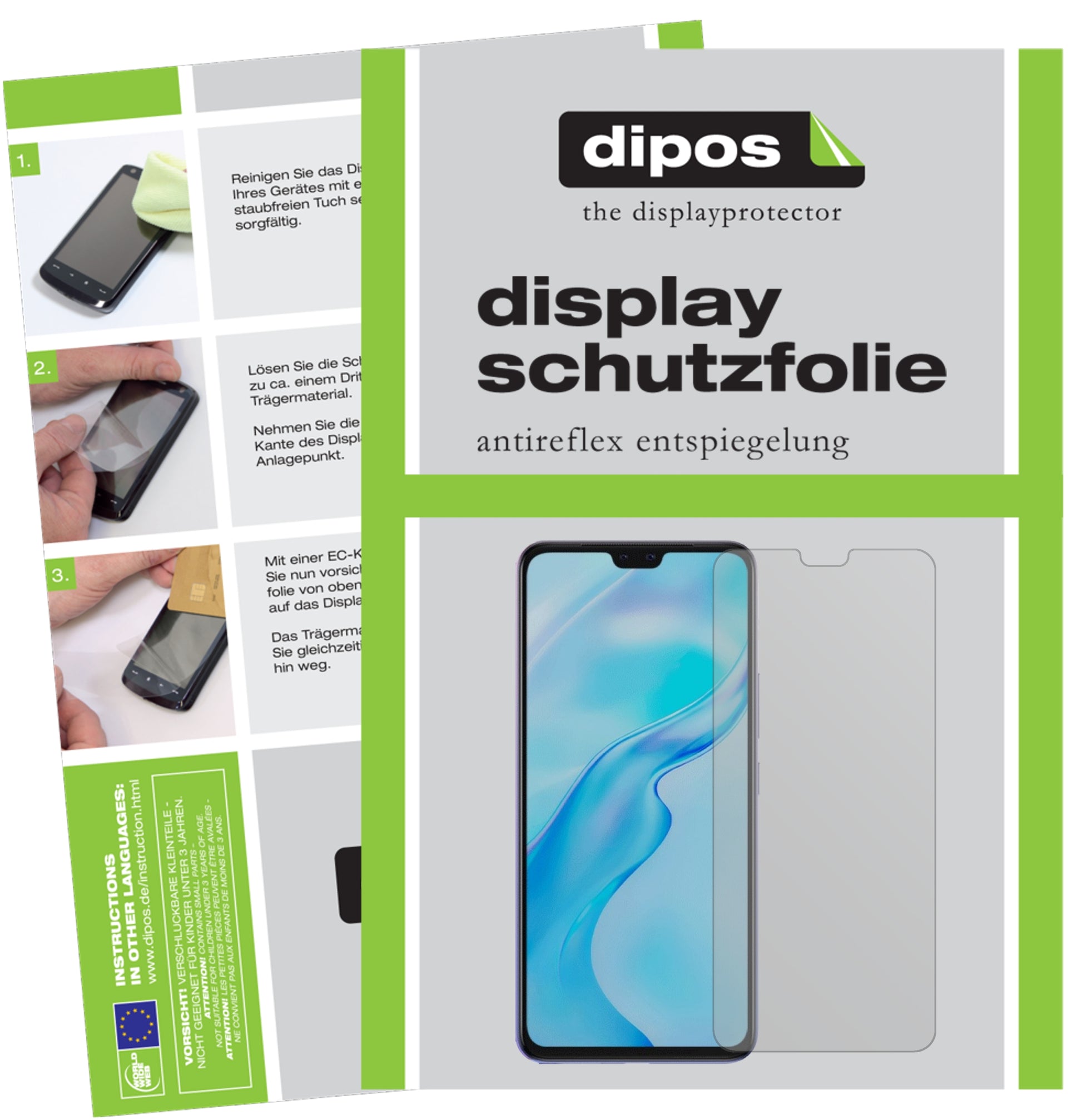 Matte Displayschutzfolie von dipos passend für Vivo V20 Pro, präziser Zuschnitt und blasenfrei montiert