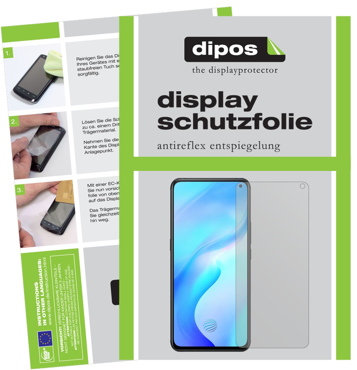 Matte Displayschutzfolie von dipos passend für Vivo X30 Pro, präziser Zuschnitt und blasenfrei montiert