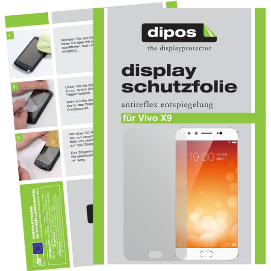 Matte Displayschutzfolie von dipos passend für Vivo X9 Plus, präziser Zuschnitt und blasenfrei montiert