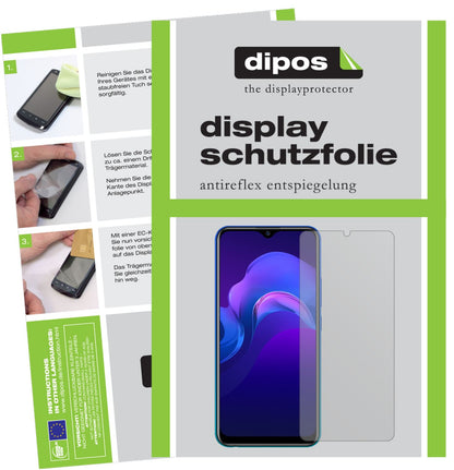 Matte Displayschutzfolie von dipos passend für Vivo Y12, präziser Zuschnitt und blasenfrei montiert