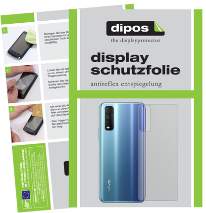 Matte Displayschutzfolie von dipos passend für vivo Y50t Rückseite, präziser Zuschnitt und blasenfrei montiert
