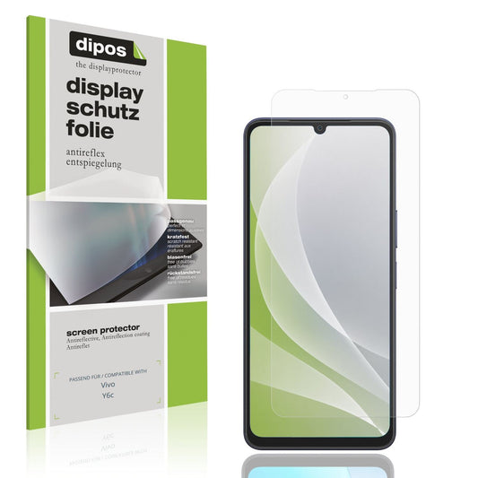 Matte Displayschutzfolie von dipos passend für Vivo Y6c, präziser Zuschnitt und blasenfrei montiert