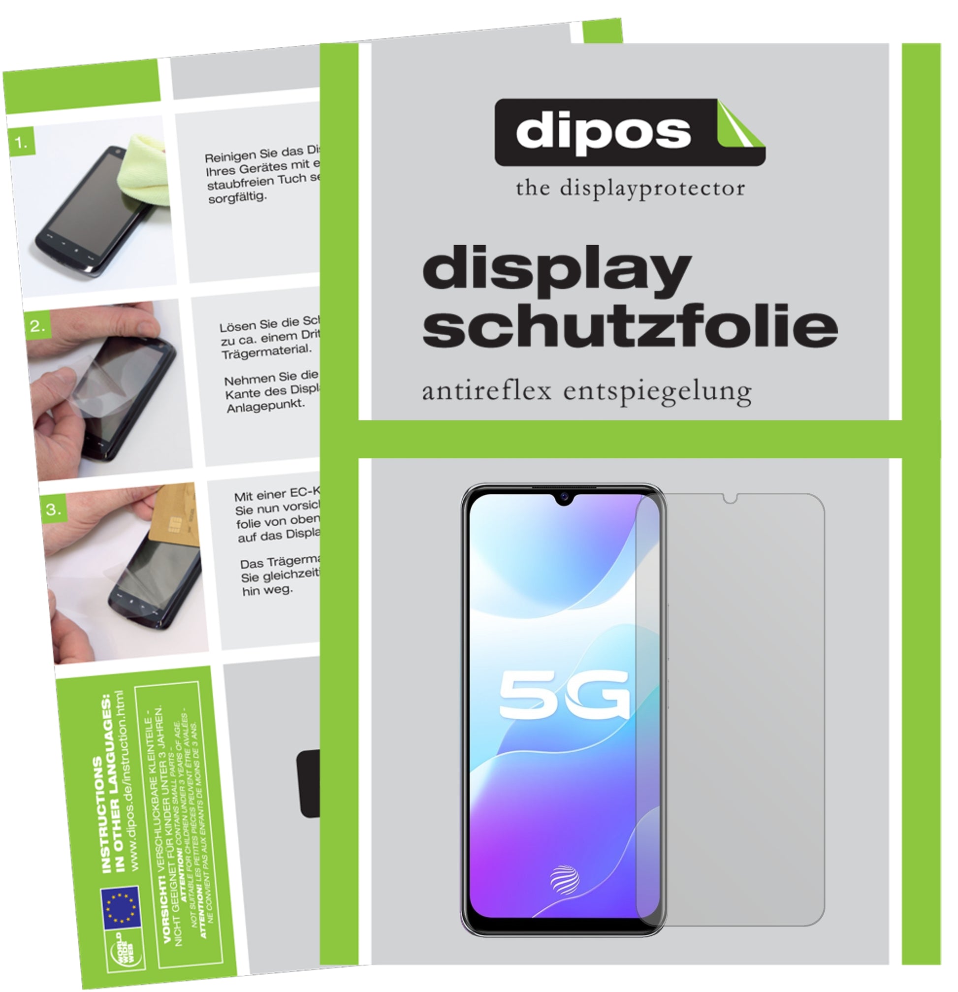 Matte Displayschutzfolie von dipos passend für Vivo Y73s 5G, präziser Zuschnitt und blasenfrei montiert