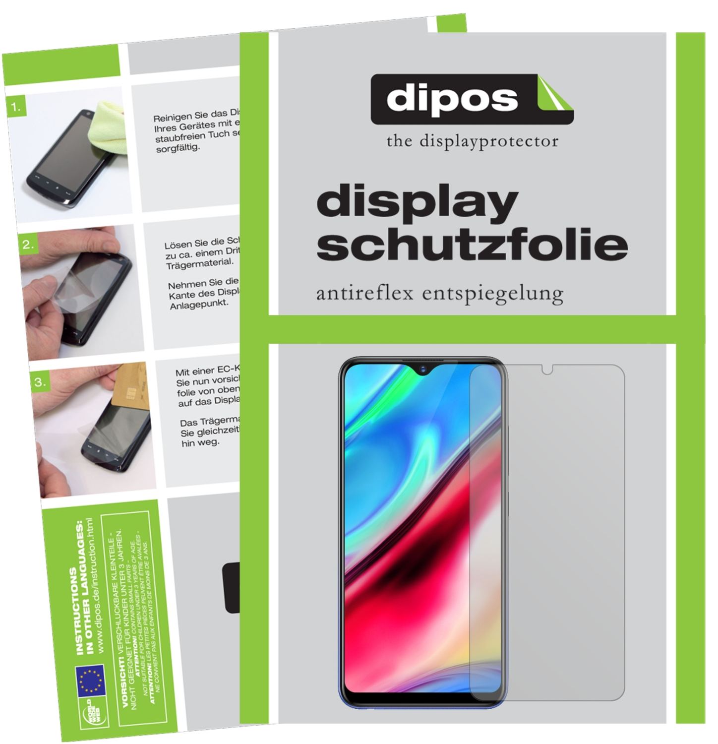 Matte Displayschutzfolie von dipos passend für Vivo Y93, präziser Zuschnitt und blasenfrei montiert