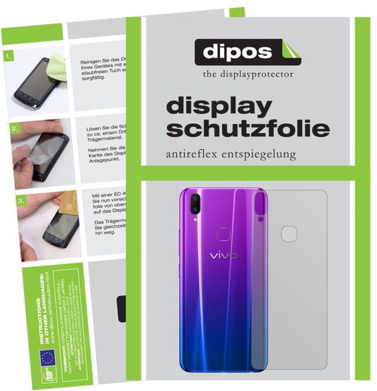 Matte Displayschutzfolie von dipos passend für Vivo Z3x Rückseite, präziser Zuschnitt und blasenfrei montiert