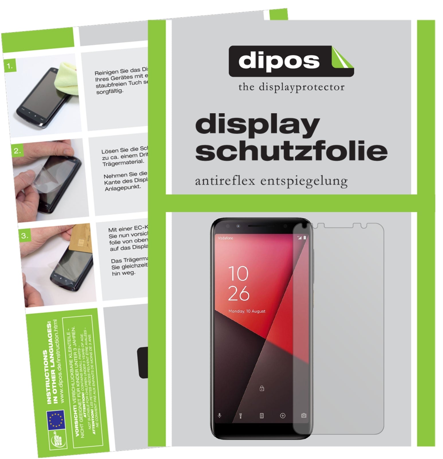 Matte Displayschutzfolie von dipos passend für Vodafone Smart N9, präziser Zuschnitt und blasenfrei montiert