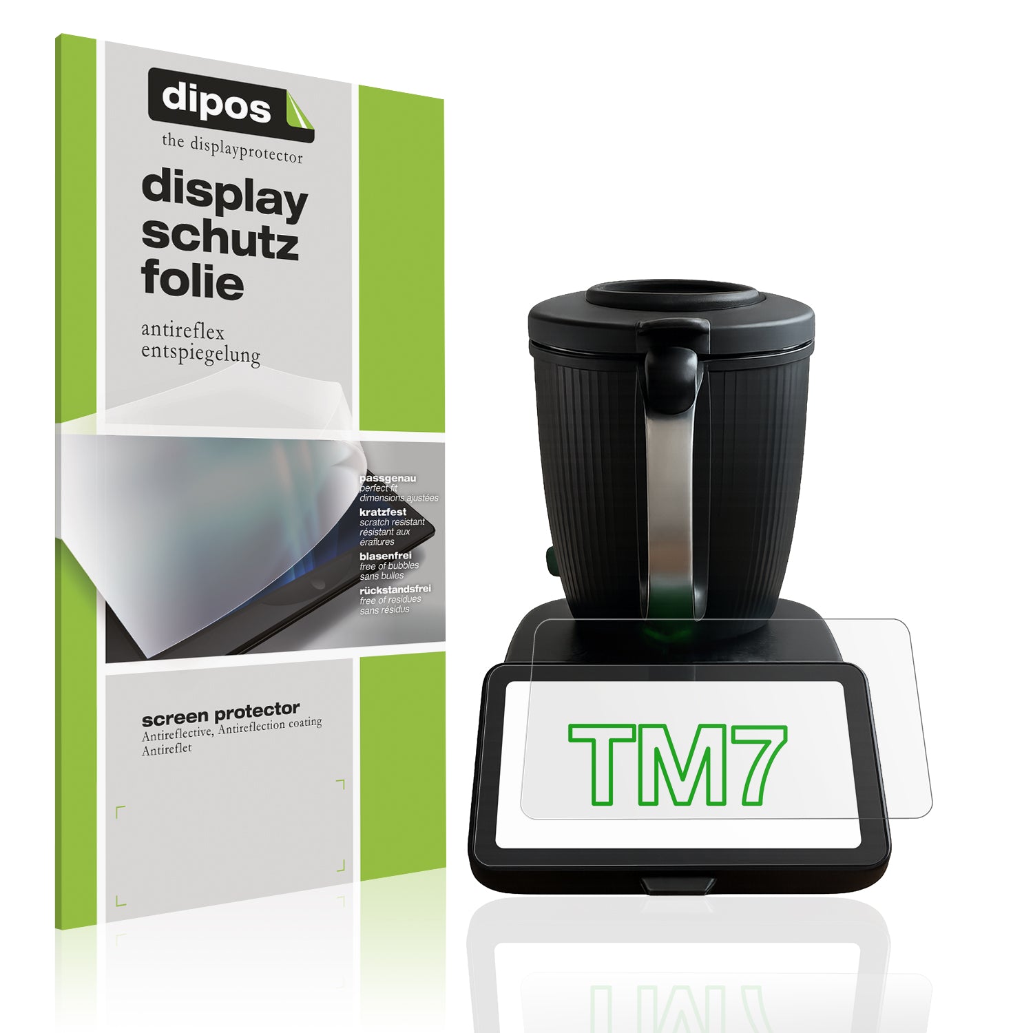 Matte Displayschutzfolie von dipos passend für Vorwerk Thermomix TM7, präziser Zuschnitt und blasenfrei montiert
