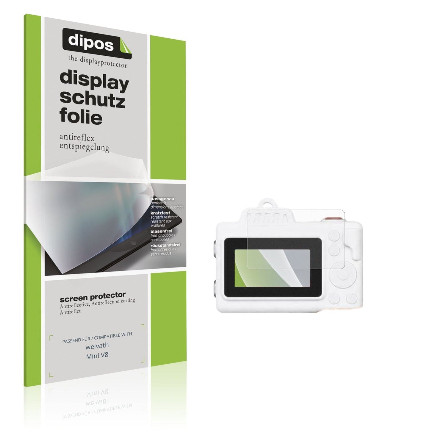 Matte Displayschutzfolie von dipos passend für welvath Mini V8, präziser Zuschnitt und blasenfrei montiert
