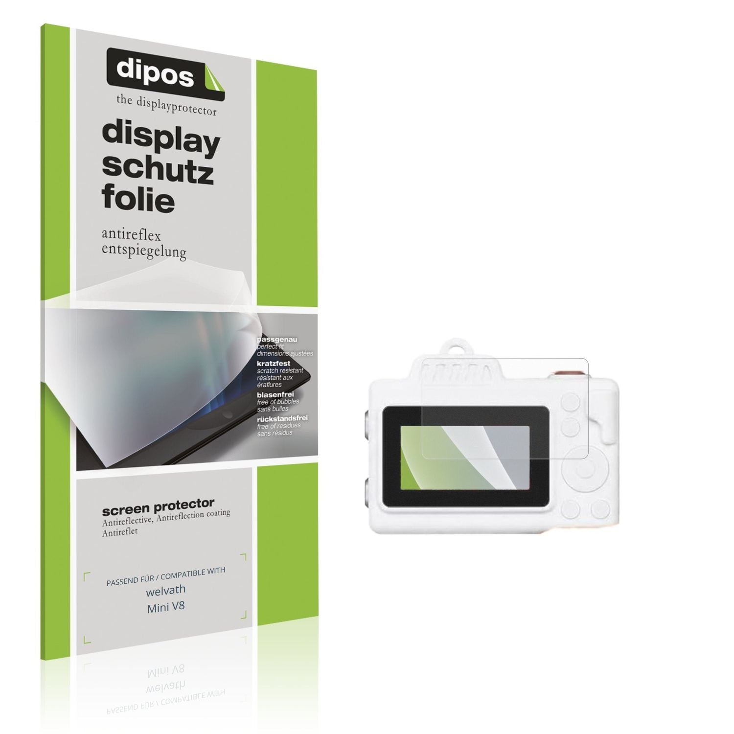 Matte Displayschutzfolie von dipos passend für welvath Mini V8, präziser Zuschnitt und blasenfrei montiert