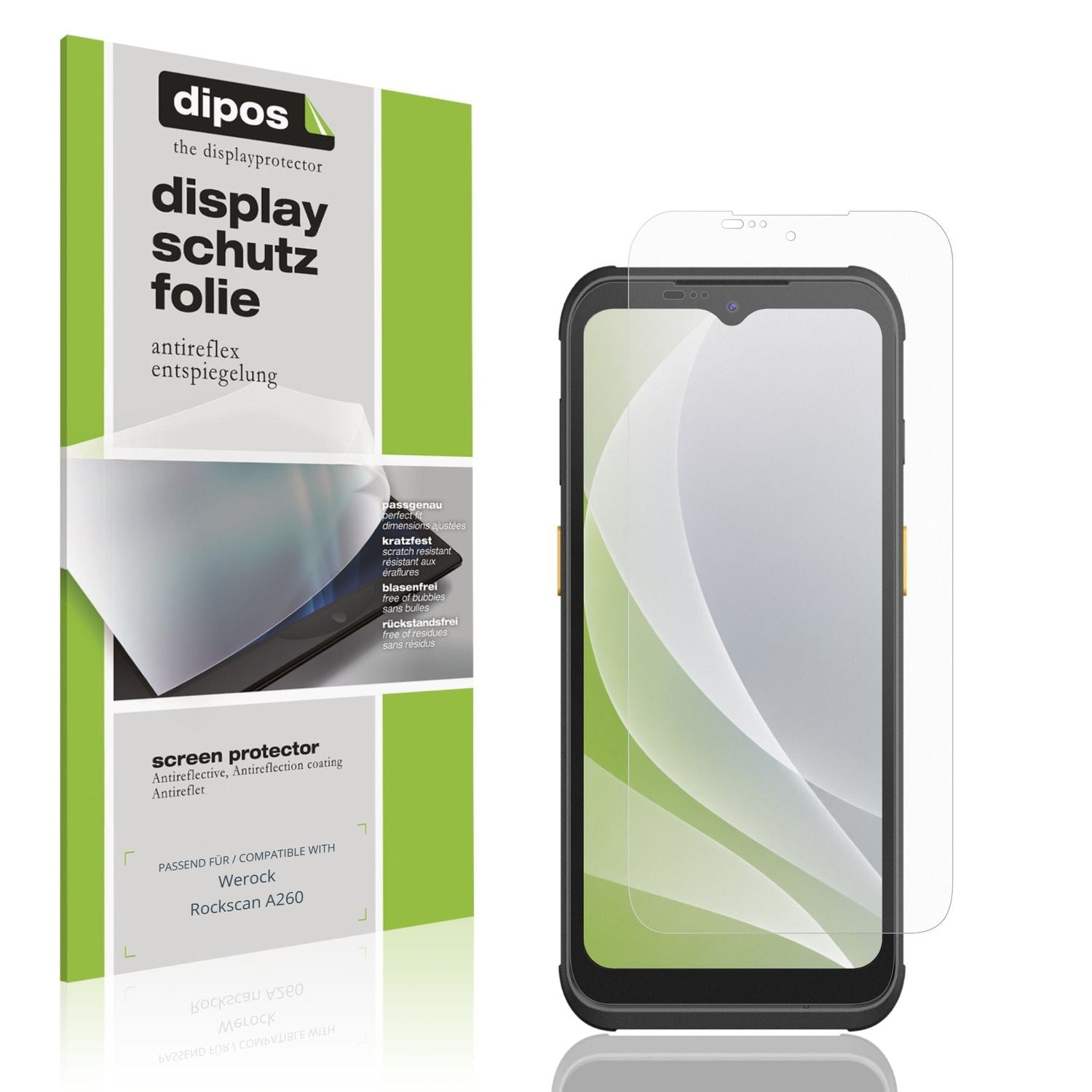 Matte Displayschutzfolie von dipos passend für Werock Rockscan A260, präziser Zuschnitt und blasenfrei montiert