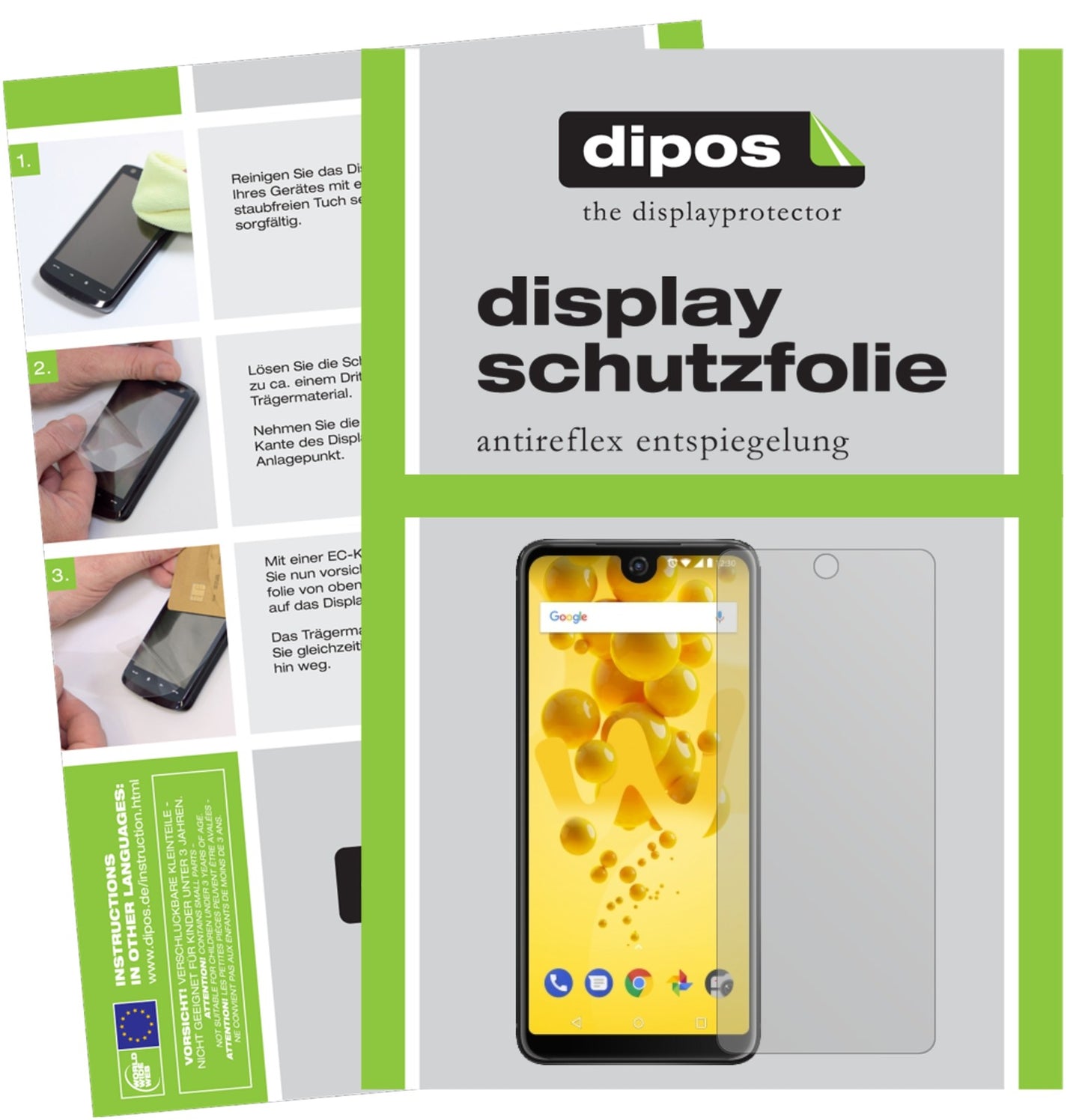 Matte Displayschutzfolie von dipos passend für Wiko View 2, präziser Zuschnitt und blasenfrei montiert