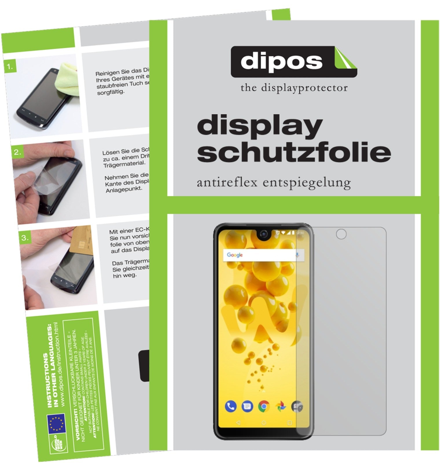 Matte Displayschutzfolie von dipos passend für Wiko View 2, präziser Zuschnitt und blasenfrei montiert