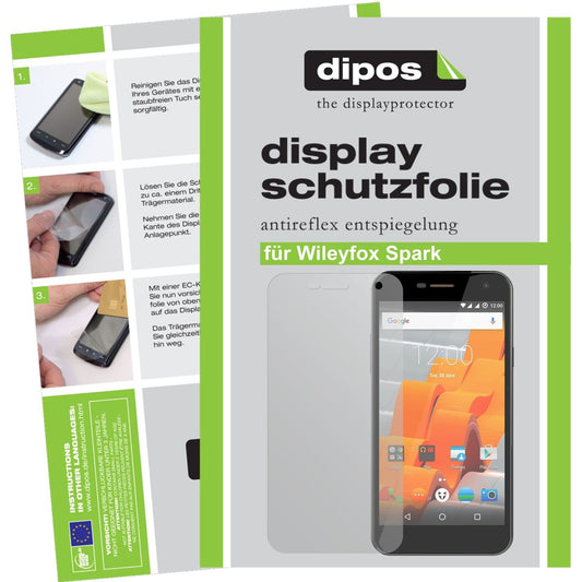 Matte Displayschutzfolie von dipos passend für Wileyfox Spark, präziser Zuschnitt und blasenfrei montiert