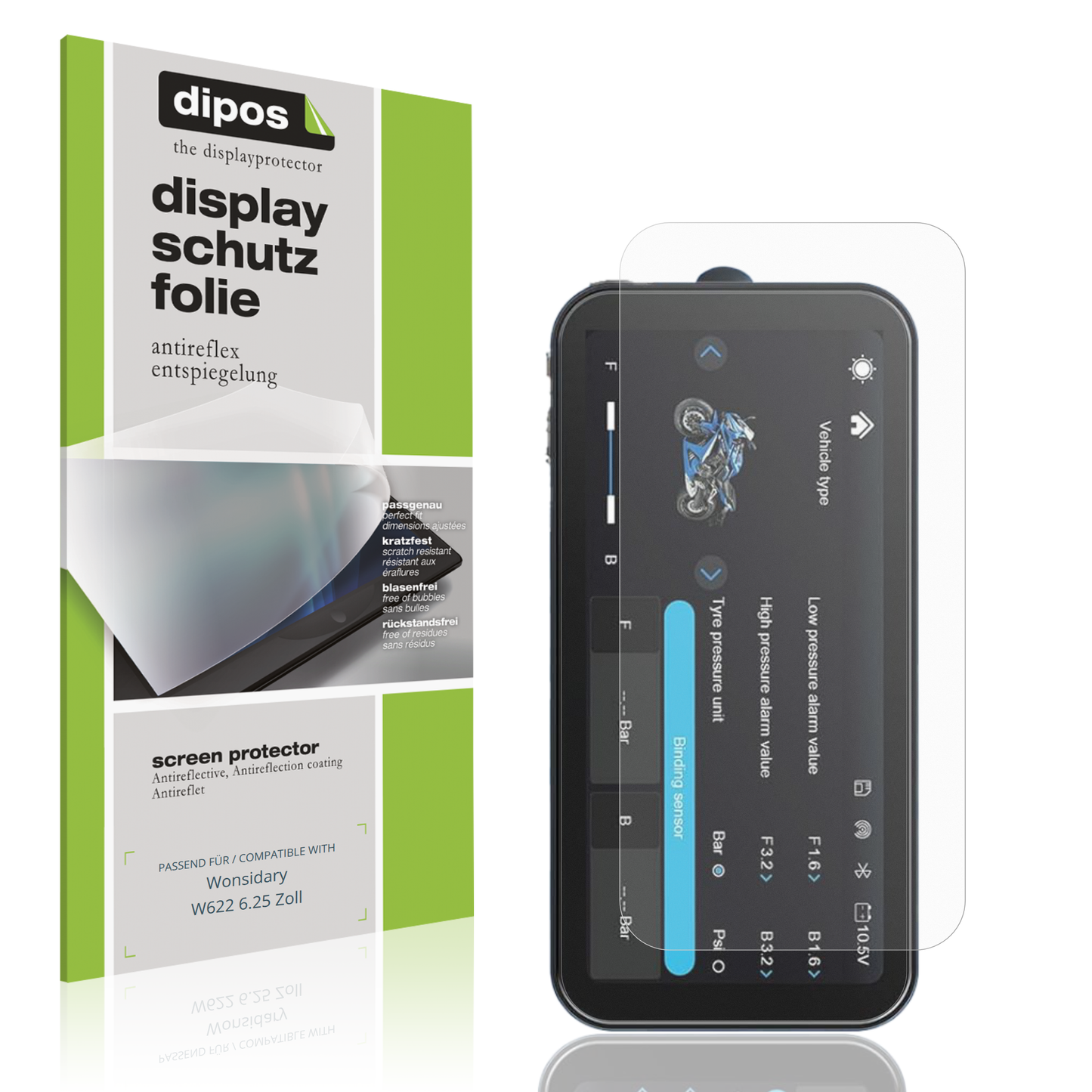Matte Displayschutzfolie von dipos passend für Wonsidary W622 6.25 Zoll, präziser Zuschnitt und blasenfrei montiert