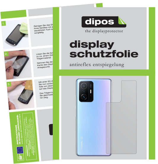 Matte Displayschutzfolie von dipos passend für Xiaomi Mi 11T Rückseite, präziser Zuschnitt und blasenfrei montiert