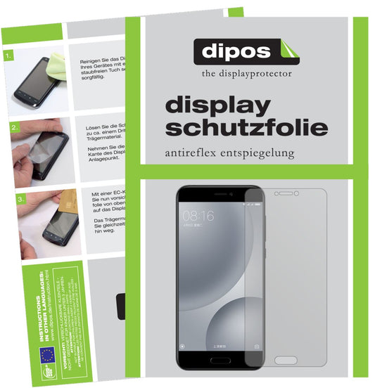 Matte Displayschutzfolie von dipos passend für Xiaomi Mi 5c, präziser Zuschnitt und blasenfrei montiert