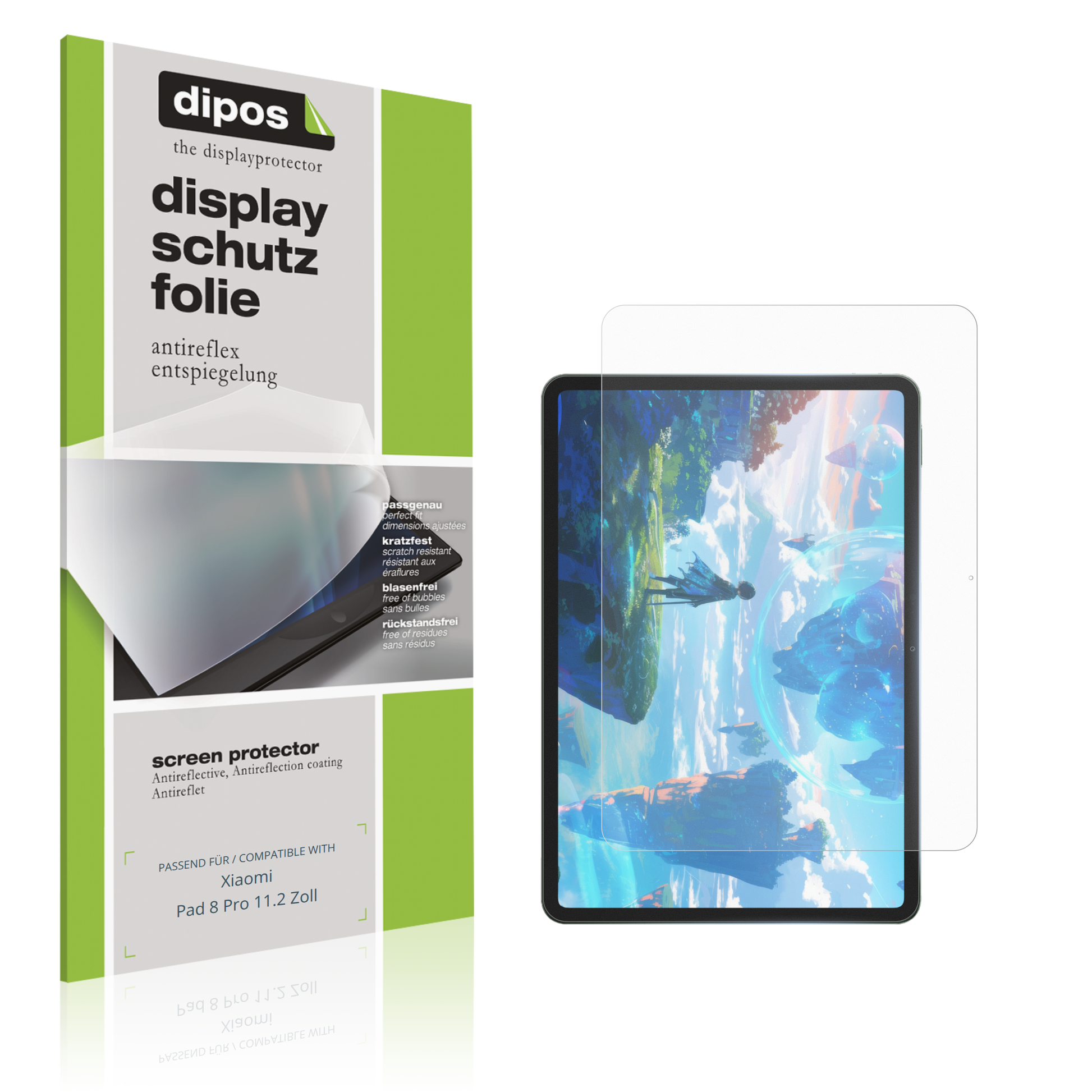 Matte Displayschutzfolie von dipos passend für Xiaomi Pad 8 Pro 11.2 Zoll, präziser Zuschnitt und blasenfrei montiert