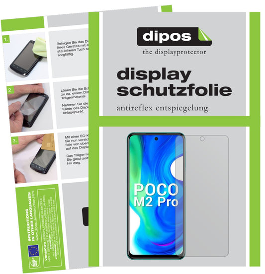 Matte Displayschutzfolie von dipos passend für Xiaomi Poco M2 Pro, präziser Zuschnitt und blasenfrei montiert