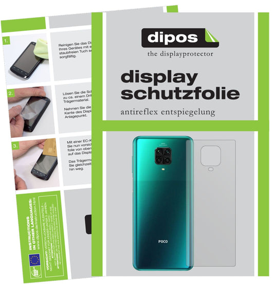 Matte Displayschutzfolie von dipos passend für Xiaomi Poco M2 Pro Rückseite, präziser Zuschnitt und blasenfrei montiert