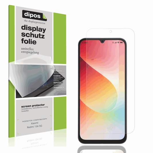 Matte Displayschutzfolie von dipos passend für Xiaomi Redmi 15A 5G, präziser Zuschnitt und blasenfrei montiert