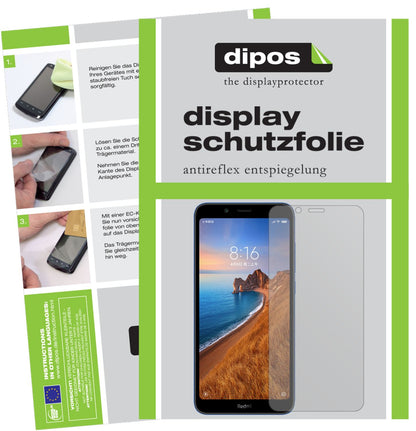 Matte Displayschutzfolie von dipos passend für Xiaomi Redmi 7A, präziser Zuschnitt und blasenfrei montiert
