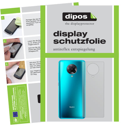 Matte Displayschutzfolie von dipos passend für Xiaomi Redmi K30 Pro Rückseite, präziser Zuschnitt und blasenfrei montiert