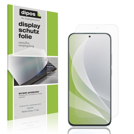 Matte Displayschutzfolie von dipos passend für Xiaomi Redmi Note 17 5G, präziser Zuschnitt und blasenfrei montiert