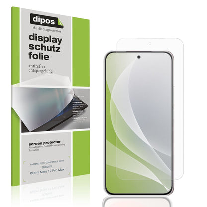 Matte Displayschutzfolie von dipos passend für Xiaomi Redmi Note 17 Pro Max, präziser Zuschnitt und blasenfrei montiert