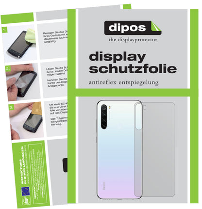 Matte Displayschutzfolie von dipos passend für Xiaomi Redmi Note 8T Rückseite, präziser Zuschnitt und blasenfrei montiert