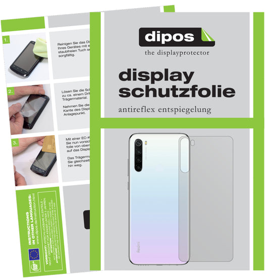 Matte Displayschutzfolie von dipos passend für Xiaomi Redmi Note 8T Rückseite, präziser Zuschnitt und blasenfrei montiert