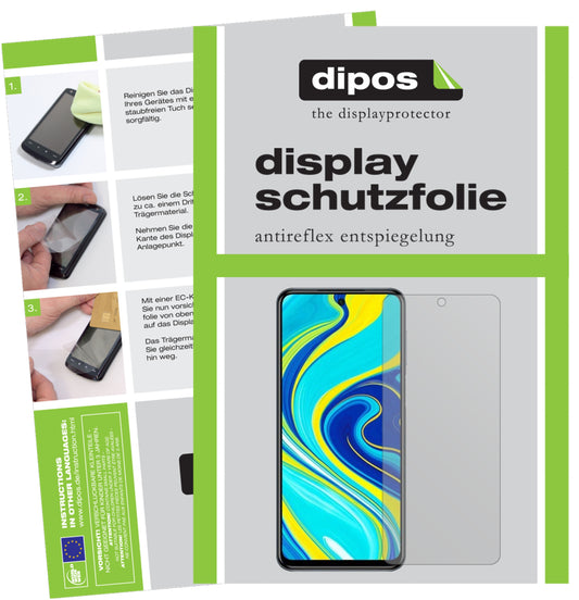 Matte Displayschutzfolie von dipos passend für Xiaomi Redmi Note 9 Pro, präziser Zuschnitt und blasenfrei montiert