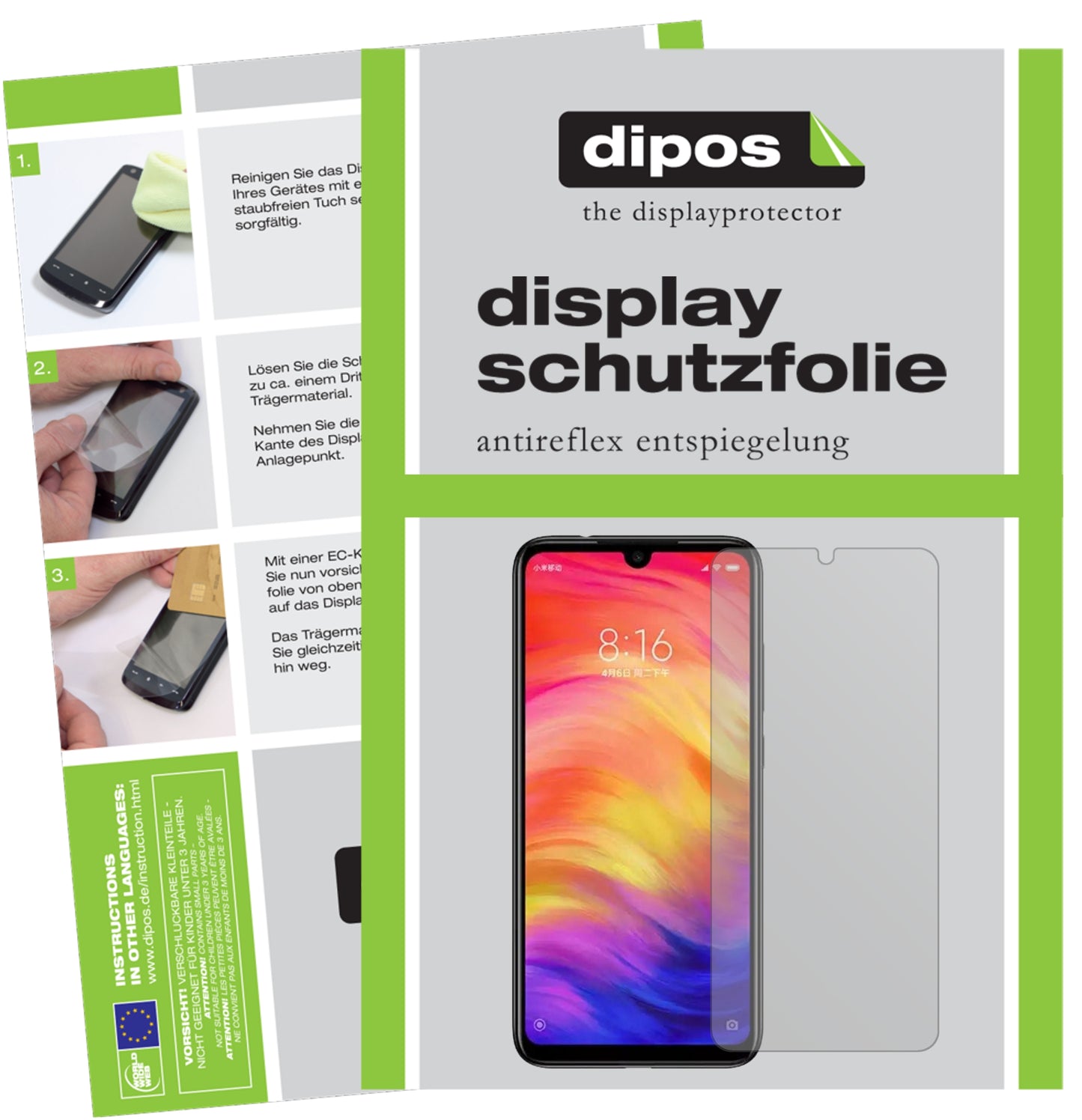 Matte Displayschutzfolie von dipos passend für Xiaomi Redmi Y3, präziser Zuschnitt und blasenfrei montiert